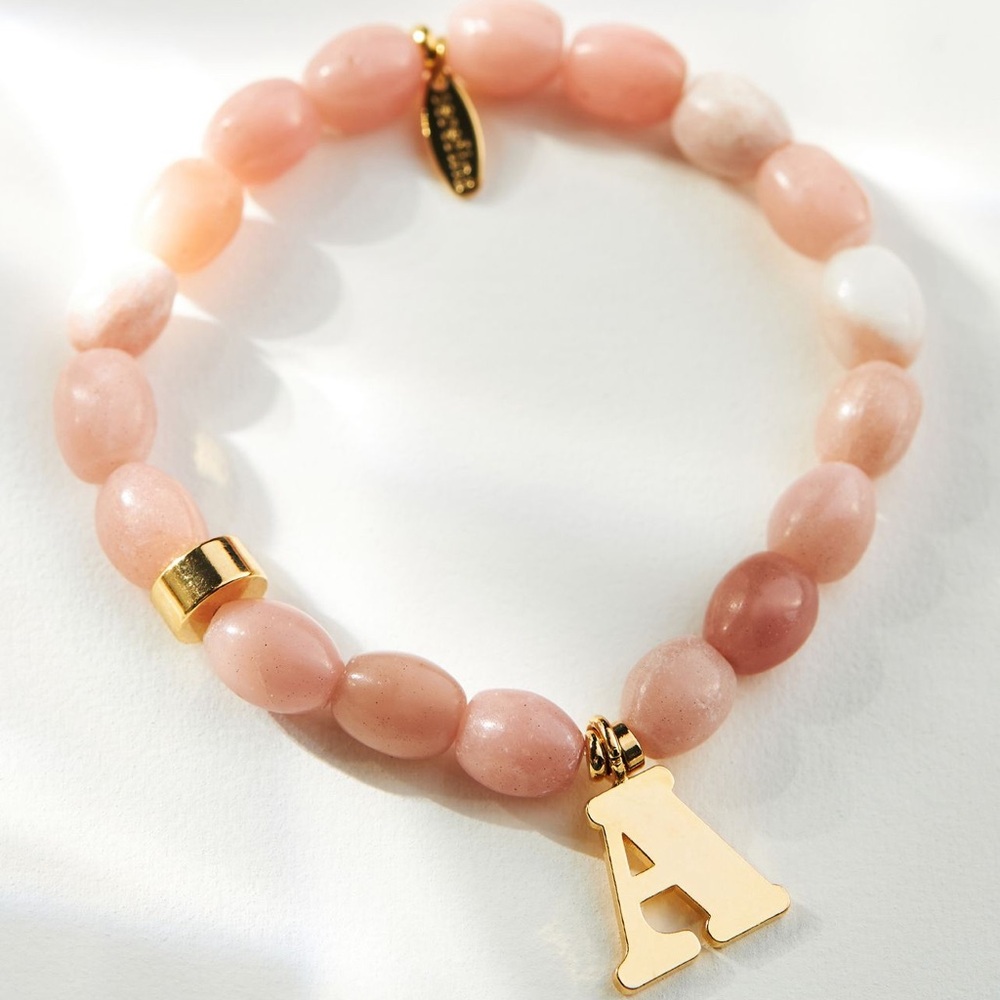 Anthropologie Beaded Monogram Charm Stretch Bracelet - Picture 4 of 9
